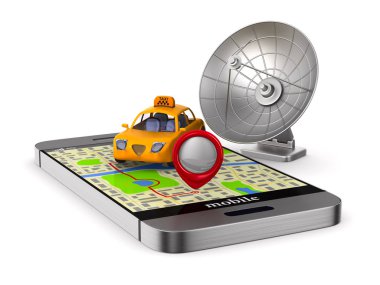 Beyaz arka plan üzerinde hizmet taksi. İzole 3d çizim