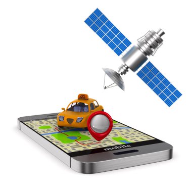 Beyaz arka plan üzerinde hizmet taksi. İzole 3d çizim