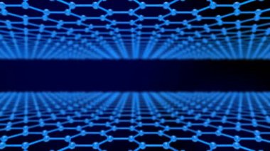 molekül yapısı üzerinde mavi arka plan. 3D render