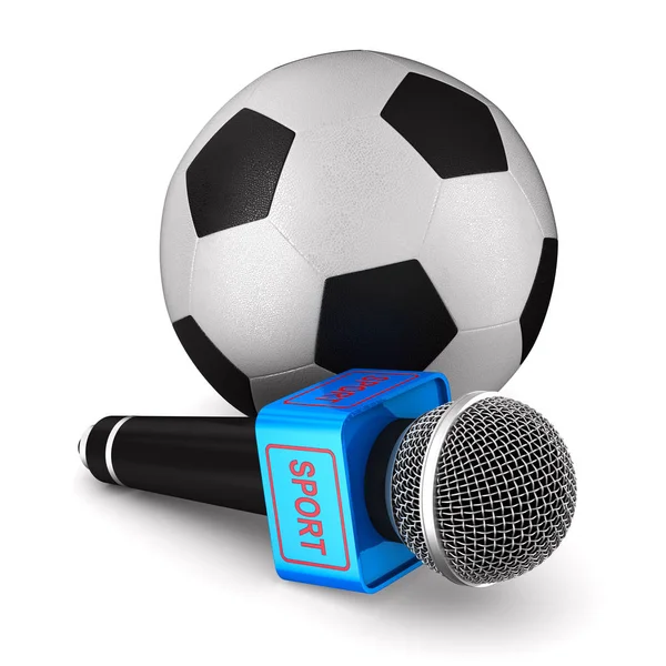 Microphone Ballon Football Sur Fond Blanc Illustration Isolée — Photo