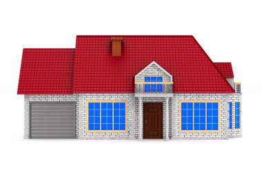 Beyaz arka plan ev. İzole 3d çizim.