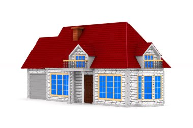 Beyaz arka plan ev. İzole 3d çizim.