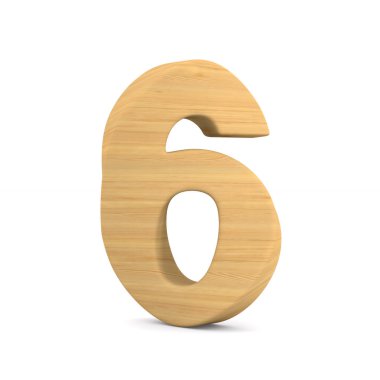 Beyaz arka plan üzerinde altı numara. İzole 3d çizim