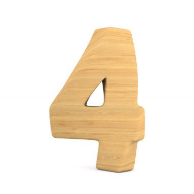 Beyaz arka plan üzerinde dört numara. İzole 3d çizim