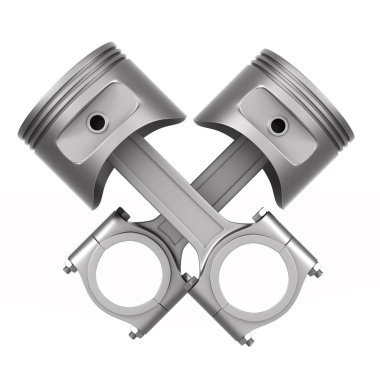 Beyaz arka plan üzerinde motor piston. İzole 3d çizim