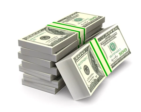 Χρήματα σε λευκό φόντο. Μεμονωμένη τρισδιάστατη απεικόνιση — Φωτογραφία Αρχείου