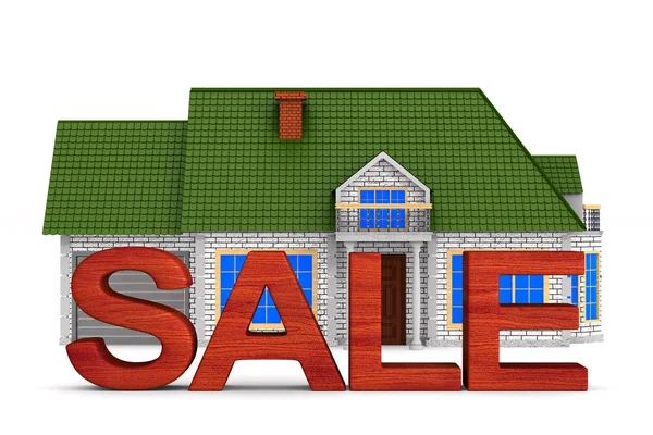 Sale house on white background. Isolated 3D illustration — Stock Photo, Image