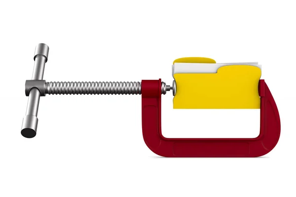 Zacisk z folderem na białym tle. Izolowana ilustracja 3D — Zdjęcie stockowe
