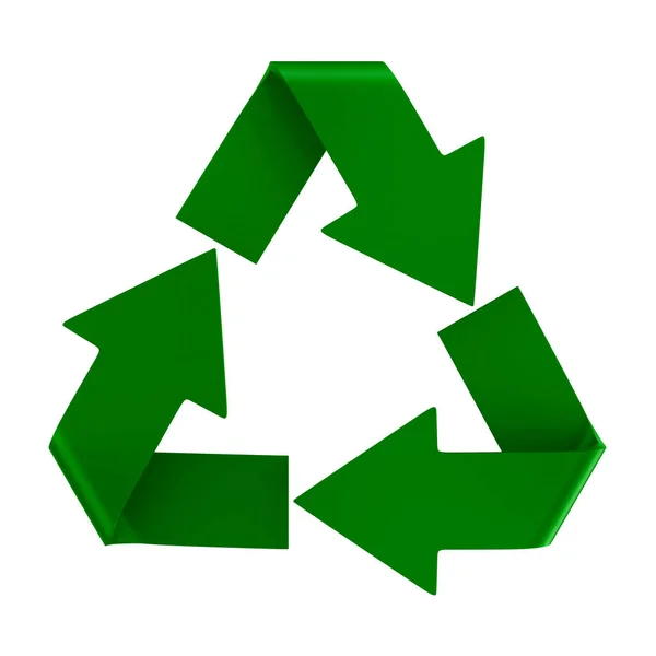 Znak recyklingu na białym tle. Izolowana ilustracja 3D — Zdjęcie stockowe