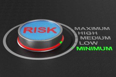 Koyu arka planda risk düğmesi. 3d illüstrasyon
