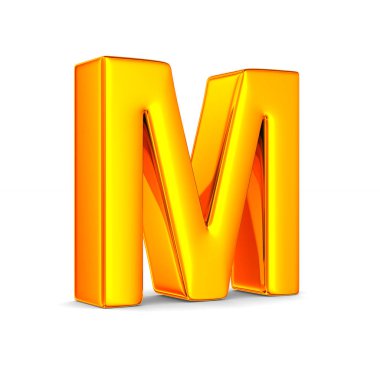 Karakter M beyaz arka plan üzerinde. İzole 3d çizim