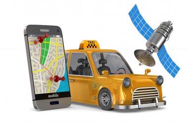 Beyaz arka plan üzerinde hizmet taksi. İzole 3d çizim