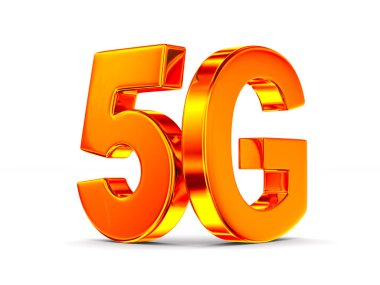 Beyaz arkaplanda 5G ağı. İzole edilmiş üç boyutlu illüstrasyon