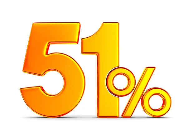 Πενήντα ένα τοις εκατό σε άσπρο φόντο. Απομονωμένη 3d απεικόνιση — Φωτογραφία Αρχείου