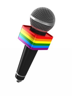 beyaz arka planda lgbt mikrofon. Yalıtılmış 3d illüstrasyon