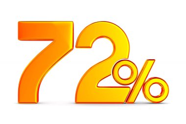 Beyaz arka plan üzerinde yüzde yetmiş iki. İzole 3d illustratio