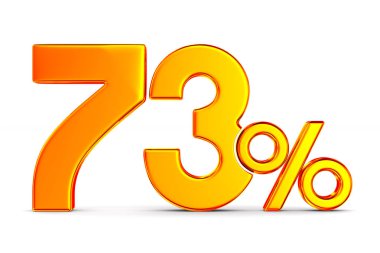 Beyaz arka plan üzerinde yüzde yetmiş üç. İzole 3d illustrat