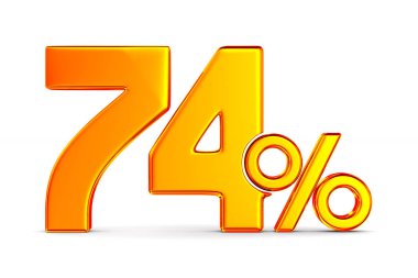 Beyaz arka plan üzerinde yüzde yetmiş dört. İzole 3d illustrati