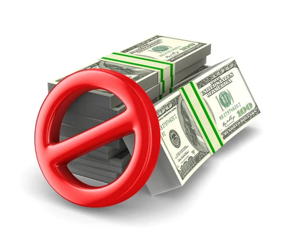 No cash money on white background. Isolated 3D illustration — Stock Photo, Image