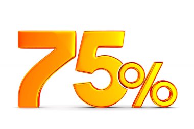 Beyaz arka plan üzerinde yüzde yetmiş beş. İzole 3d illustrati