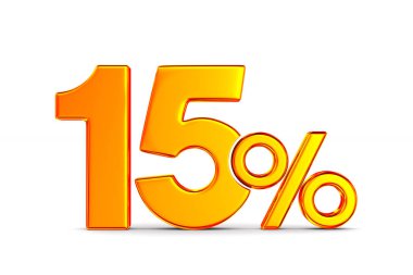 Beyaz arka plan üzerinde yüzde onbeş. İzole 3d çizim