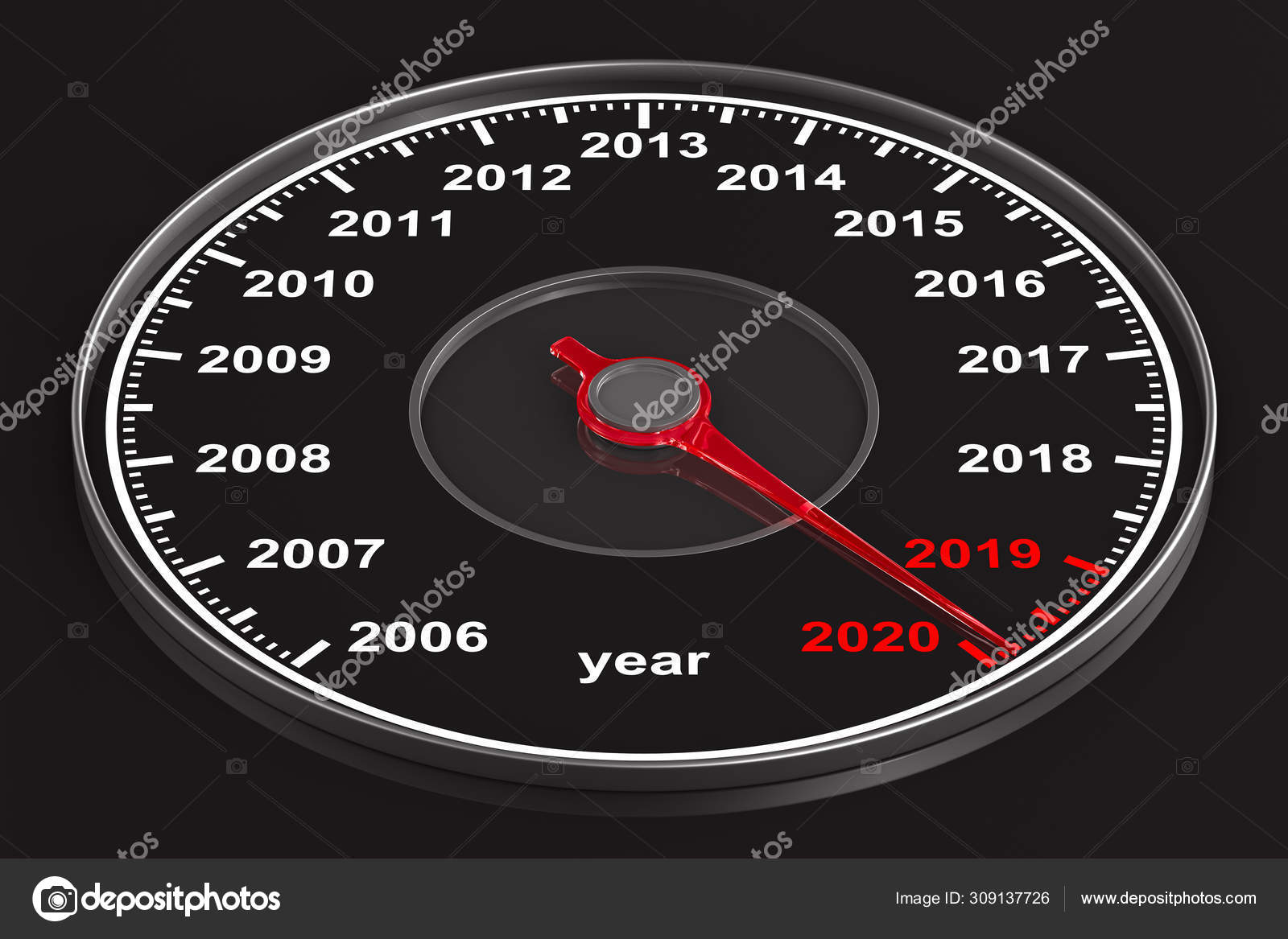 Calendar from speedometer on black background. 3D illustration Stock ...