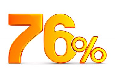 Beyaz arka plan üzerinde yüzde yetmiş altı. İzole 3d illustratio