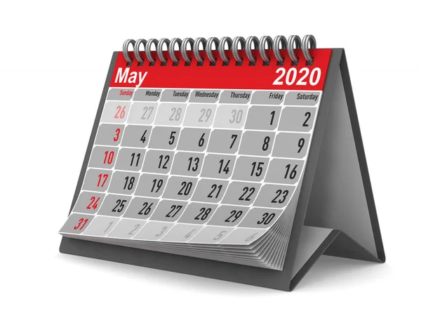 2020年。五月的日历。隔离 3d 插图 — 图库照片