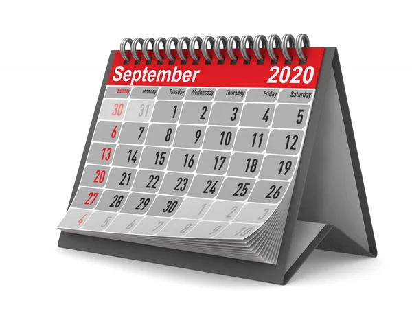 2020 année. Calendrier pour septembre. Illustration 3D isolée — Photo