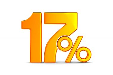 Beyaz arka plan üzerinde on yedi yüzde. İzole 3d çizim