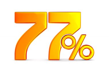 Beyaz arka plan üzerinde yüzde yetmiş yedi. İzole 3d illustrat