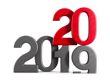 2020 yeni yıl. Yalıtılmış 3d illüstrasyon