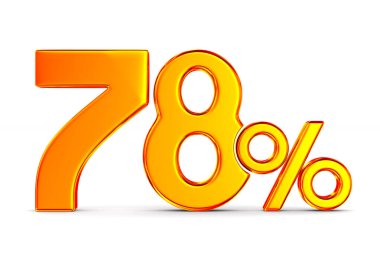 Beyaz arka plan üzerinde yüzde yetmiş sekiz. İzole 3d illustrat