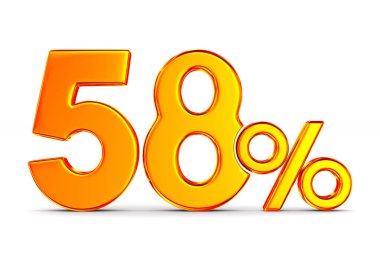 Beyaz arka plan üzerinde yüzde elli sekiz. İzole 3d illustratio