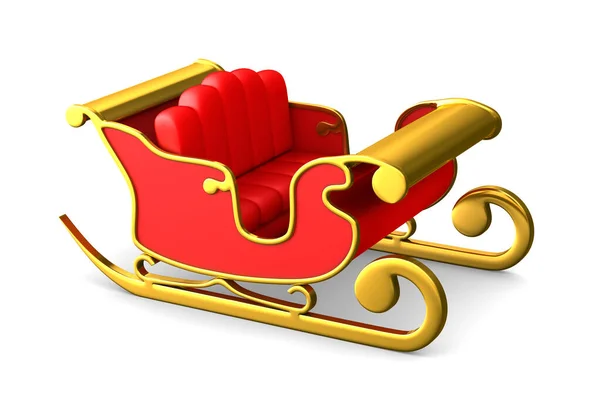 Red christmas sled on white background. Isolated 3D illustration — Stock Photo, Image