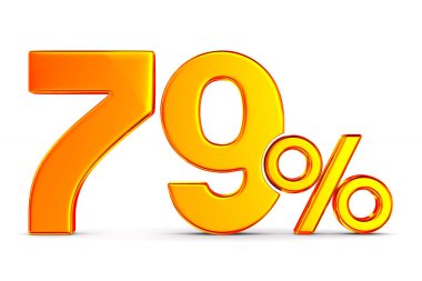 Beyaz arka plan üzerinde yüzde yetmiş dokuz. İzole 3d illustrati