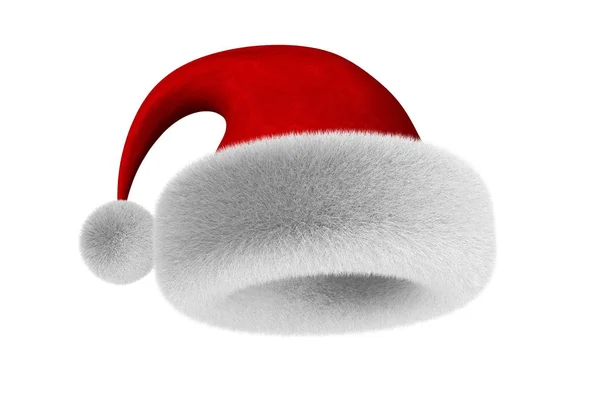 Cappello di Babbo Natale su sfondo bianco. Illustrazione 3D isolata — Foto Stock