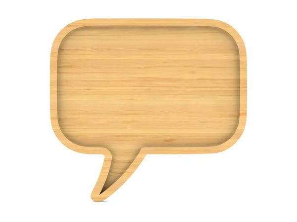 Bolla di legno parlare su sfondo bianco. Illustrazione 3D isolata — Foto Stock