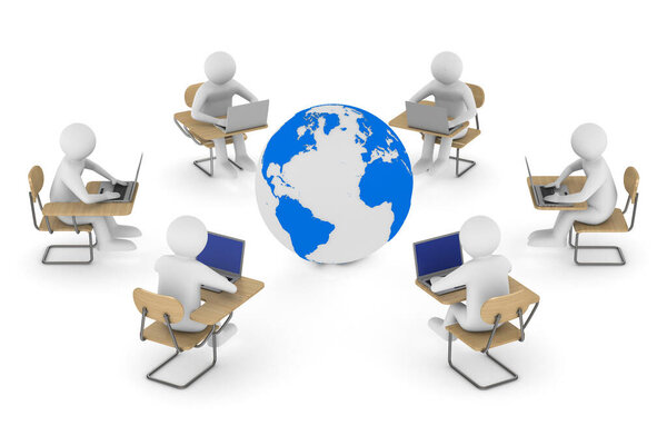 Глобальная сеть на белом фоне. Изолированная 3D иллюстрация
