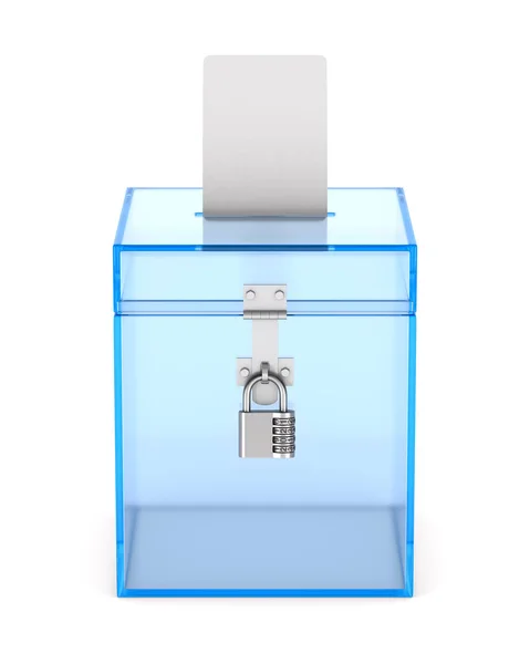 白い背景の透明な投票箱 孤立した3Dイラスト — ストック写真
