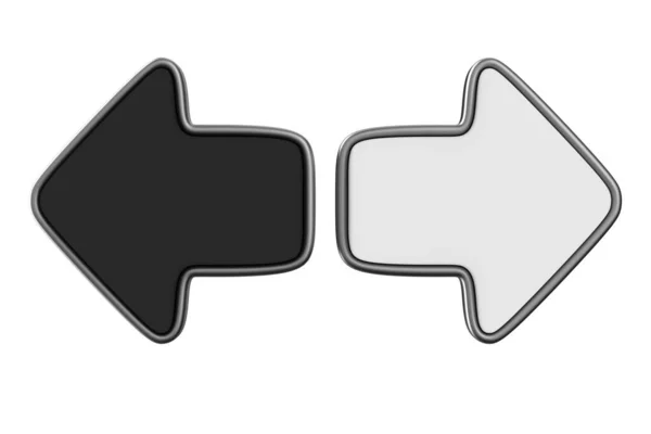 黑色和白色箭头 孤立的3D示例 — 图库照片