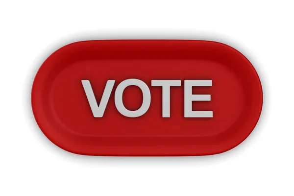白い背景にテキスト投票の赤いボタン 隔離された3Dイラスト — ストック写真