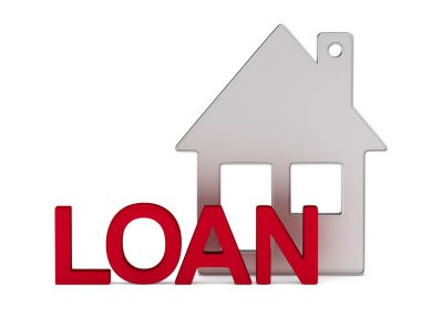 Beyaz arka planda kiralık ev. İzole edilmiş üç boyutlu illüstrasyon