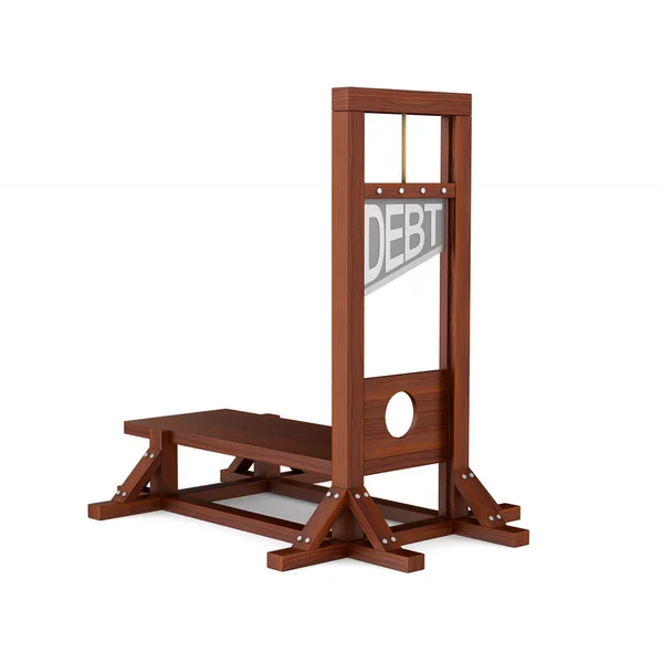 Guillotine Mit Text Schulden Auf Weißem Hintergrund Isolierte Illustration — Stockfoto