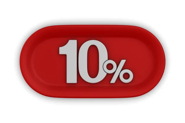 Button Ten Percent White Background Isolated Illustration — Stock Photo, Image