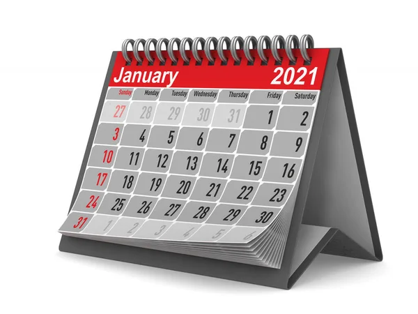 2021 Anni Calendario Gennaio Illustrazione Isolata — Foto Stock