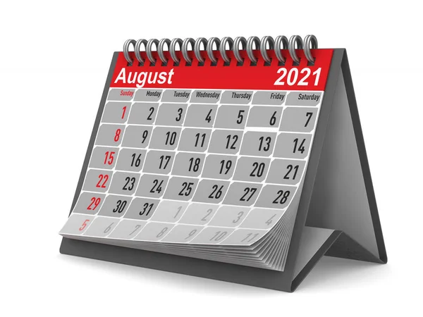 2021 Anni Calendario Agosto Illustrazione Isolata — Foto Stock