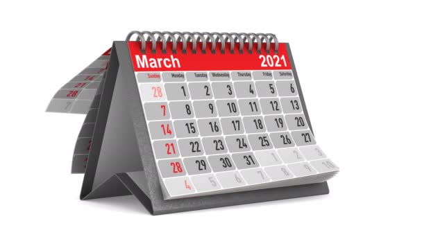 Calendario Para 2021 Año Renderizado Aislado — Vídeo de stock