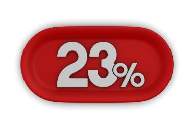 Beyaz arka planda% 23 'lük bir düğme. İzole edilmiş üç boyutlu illüstrasyon