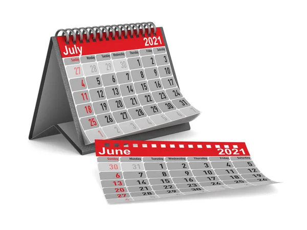 2021 Рік Календар Липень Ізольовані Ілюстрації — стокове фото